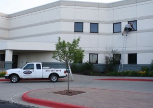 Window cleaning for a two story office building in KC